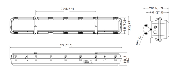Industrial Stainless Steel Linear Fluorescent Light IFL-S Series