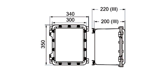 Outline Dimensions Of Explosion Proof Panel SPL-d-IIB Series